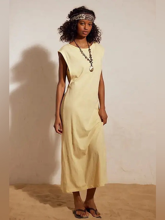 Free People Dresses & Skirts - NWT FREE PEOPLE FREE-EST Drift Street Cotton-Jersey Maxi Dress | Solar Lemon $60